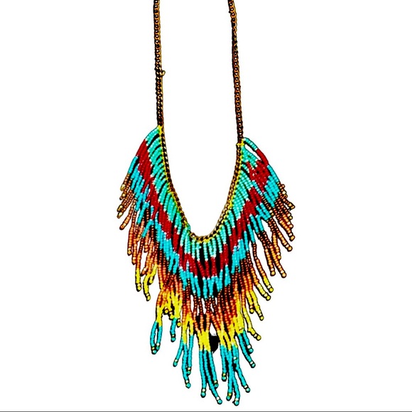Layered colors dangling Bead Necklace